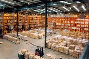 Interior shot of a warehouse