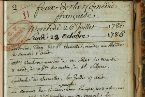 page from comedie-francaise registry
