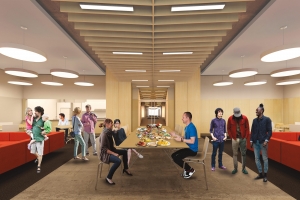 Rendering of a 4th floor commons lounge
