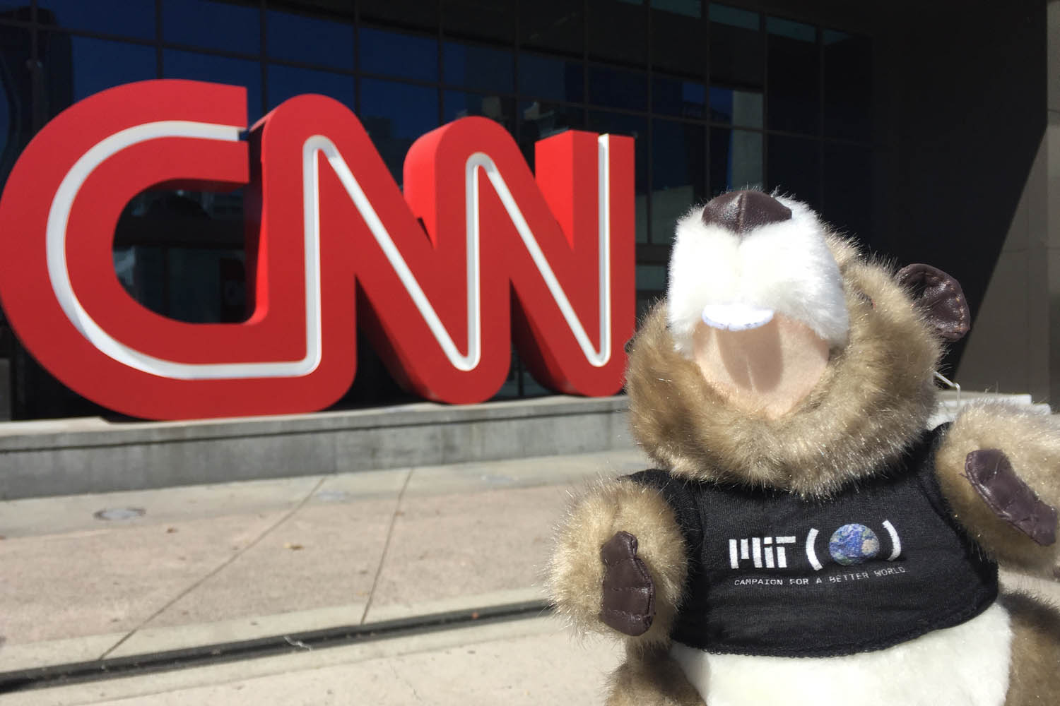 MIT's Tim in front of the CNN building in Atlanta