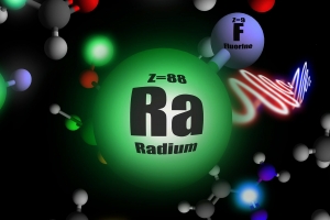 Researchers at MIT and elsewhere have combined the power of a super collider with techniques of laser spectroscopy to precisely measure a short-lived radioactive molecule, radium monofluoride, for the first time. Image courtesy of the researchers