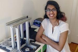 Off campus, rising junior Sreya Vangara continues her fusion research, working on the prototype housing for a superconducting testing rig.