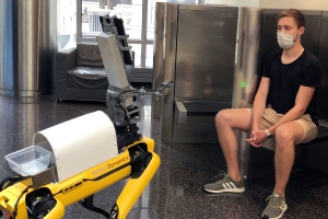 Using four cameras mounted on a dog-like robot developed by Boston Dynamics, the researchers have shown that they can measure skin temperature, breathing rate, pulse rate, and blood oxygen saturation in healthy patients, from a distance of 2 meters.