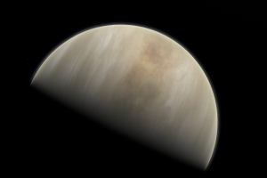 This artistic impression depicts Venus. Astronomers at MIT, Cardiff University, and elsewhere may have observed signs of life in the atmosphere of Venus.