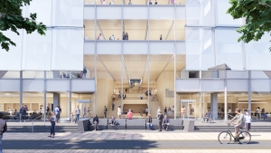 The new building for the MIT Schwarzman College of Computing is planned to be centrally located on the Vassar Street block between Main Street and Massachusetts Avenue in Cambridge. Credits:Image courtesy of Skidmore, Owings & Merrill.