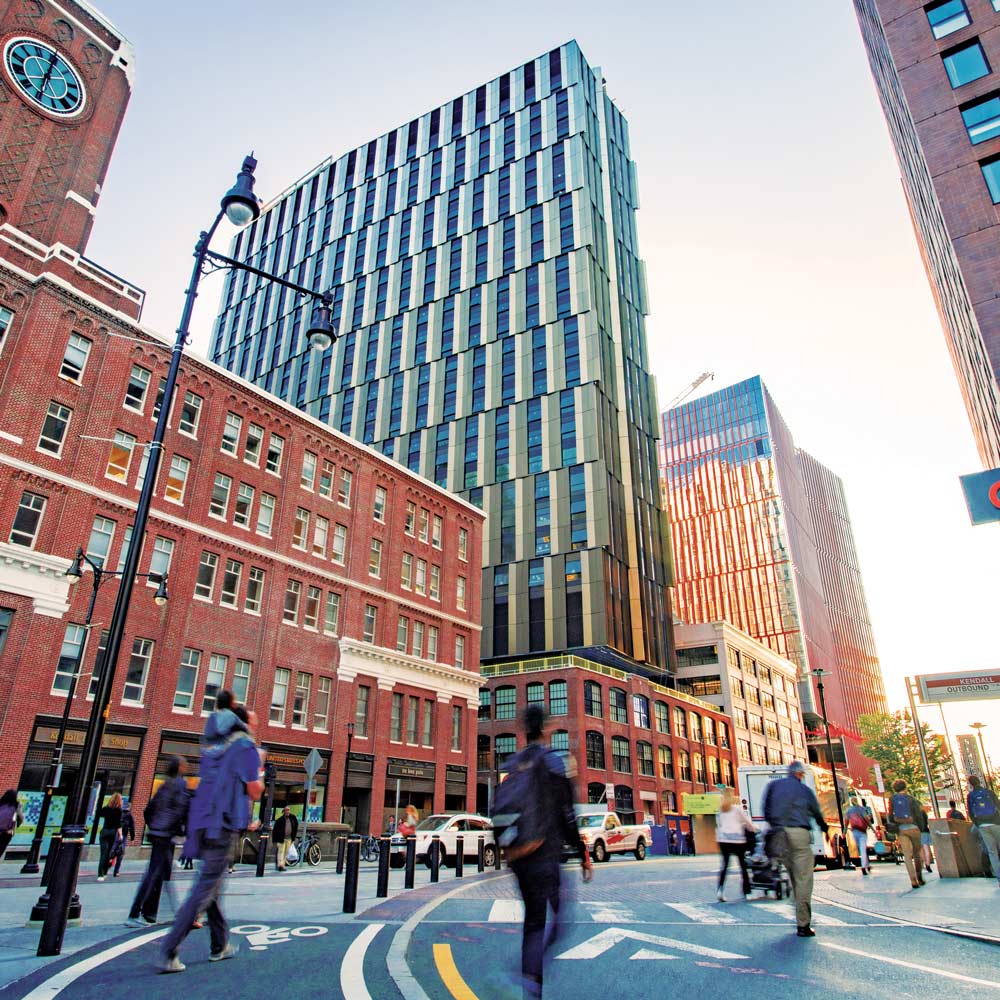 Image of Kendall Square showing the MIT Graduate Tower.