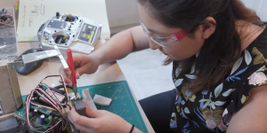 MIT student Julianna Rodriguez built a robot from her kitchen in West Roxbury, Massachusetts.