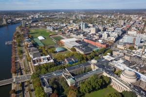 sky view of MIT campus with Cambridge in the background