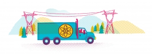 illustration of a truck with radiation symbol on the side