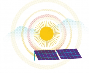illustration of the sun and solar panels