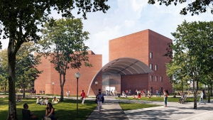 The new MIT Music Building, adjacent to Kresge Auditorium, will feature high-quality rehearsal and performance spaces, a professional-grade recording studio, classrooms, and laboratories for the music technology program.