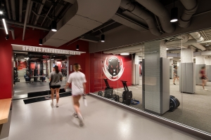 Students walking into MIT's Sports Performance Center