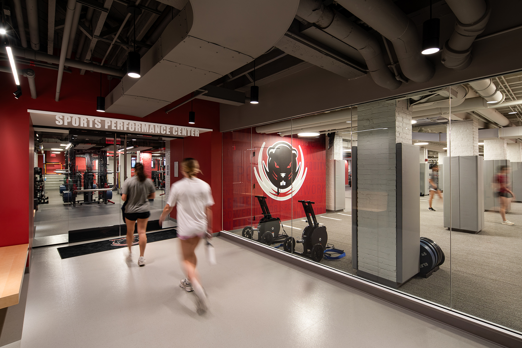 Students walking into MIT's Sports Performance Center
